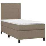 Sommier à lattes de lit et matelas et LED Taupe 90x200 cm Tissu