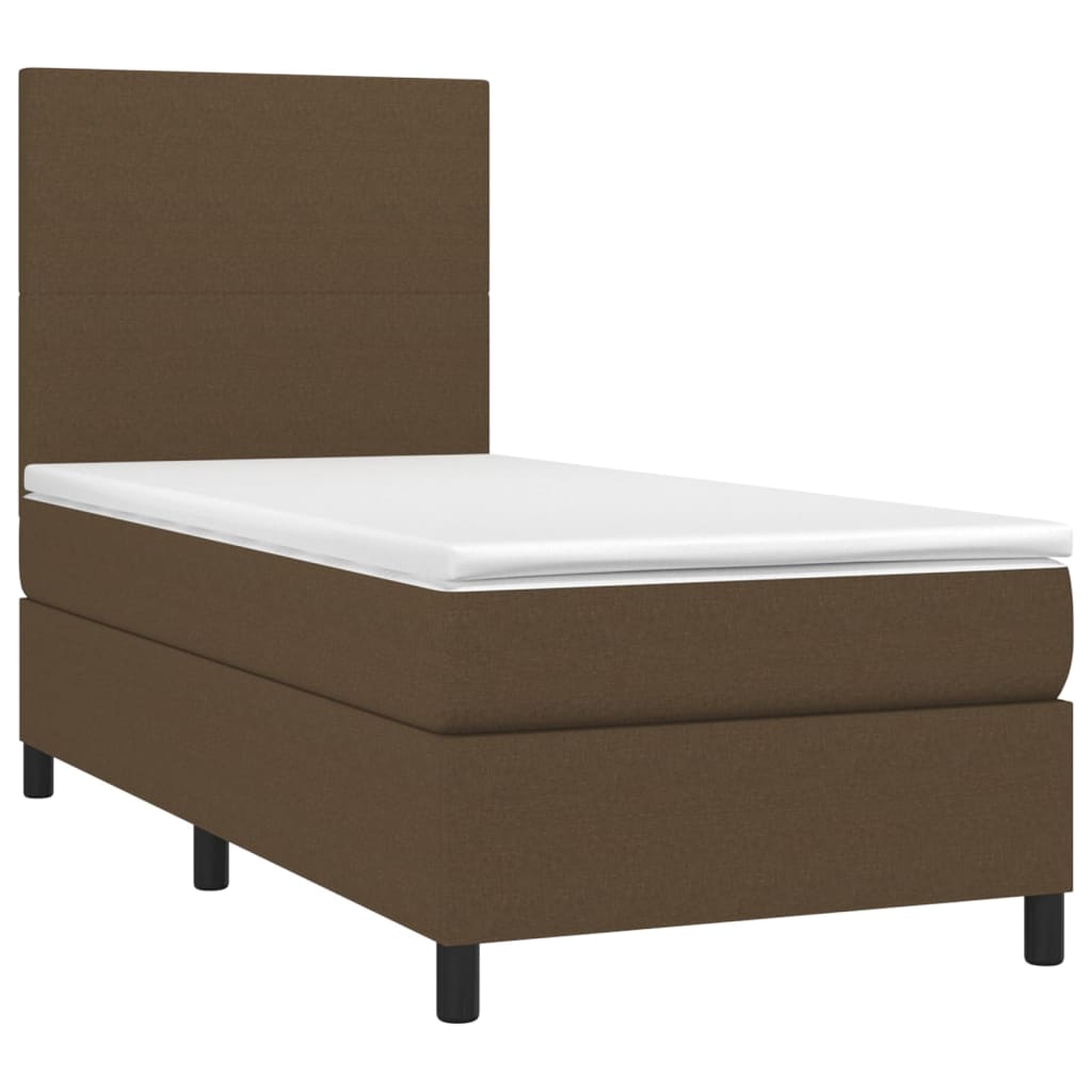 Sommier à lattes de lit et matelas LED Marron foncé 100x200 cm