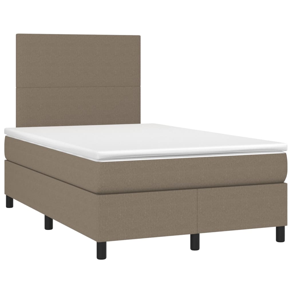 Sommier à lattes de lit et matelas et LED Taupe 120x200cm Tissu