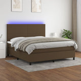 Sommier à lattes de lit et matelas LED Marron foncé 160x200 cm