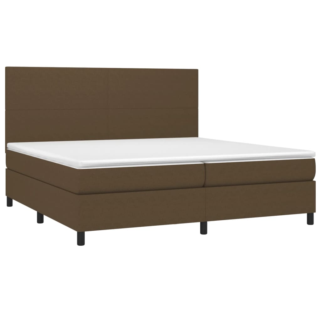 Sommier à lattes de lit matelas et LED Marron foncé 200x200 cm