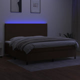 Sommier à lattes de lit matelas et LED Marron foncé 200x200 cm