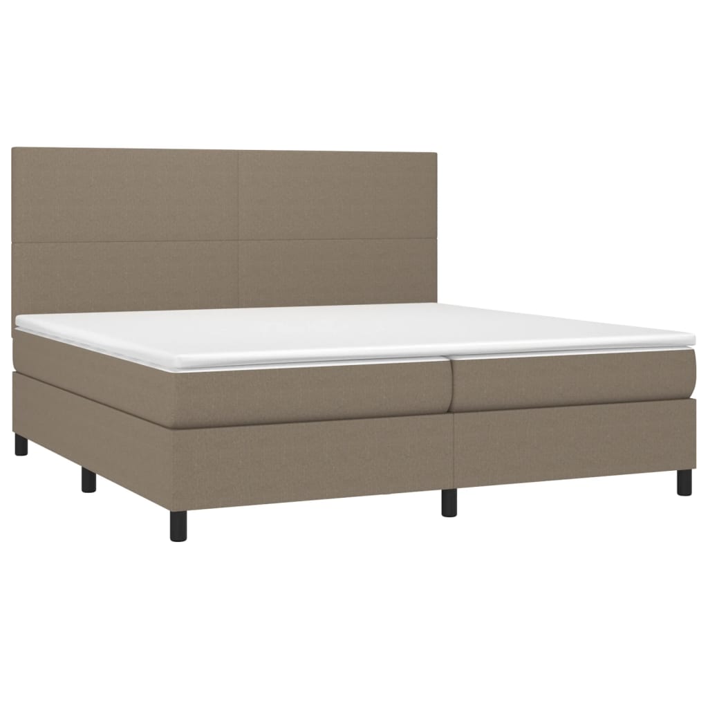 Sommier à lattes de lit et matelas et LED Taupe 200x200cm Tissu