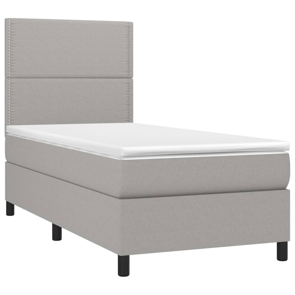 Sommier à lattes de lit avec matelas et LED Gris clair 90x190cm