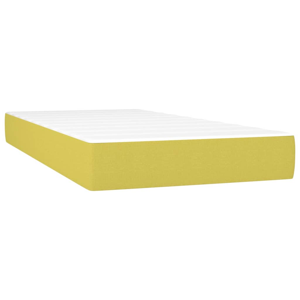 Sommier à lattes de lit et matelas et LED Vert 100x200 cm Tissu