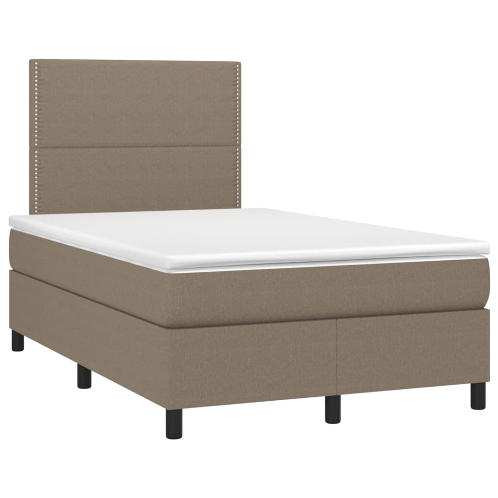 Sommier à lattes de lit et matelas et LED Taupe 120x200cm Tissu