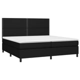 Sommier à lattes de lit et matelas et LED Noir 200x200 cm Tissu