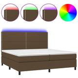 Sommier à lattes de lit matelas et LED Marron foncé 200x200 cm