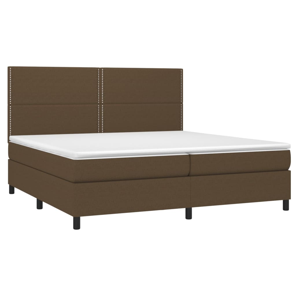 Sommier à lattes de lit matelas et LED Marron foncé 200x200 cm