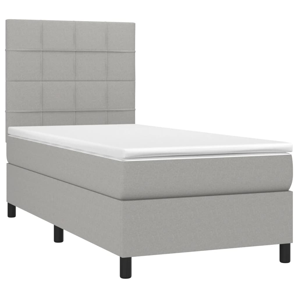 Sommier à lattes de lit avec matelas et LED Gris clair 80x200cm