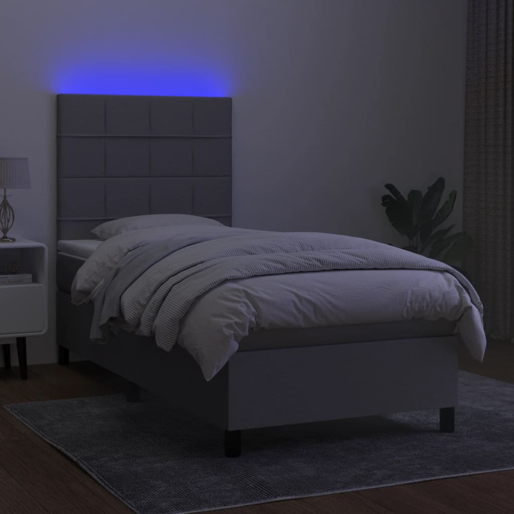 Sommier à lattes de lit avec matelas et LED Gris clair 80x200cm