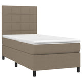 Sommier à lattes de lit et matelas et LED Taupe 90x190 cm Tissu