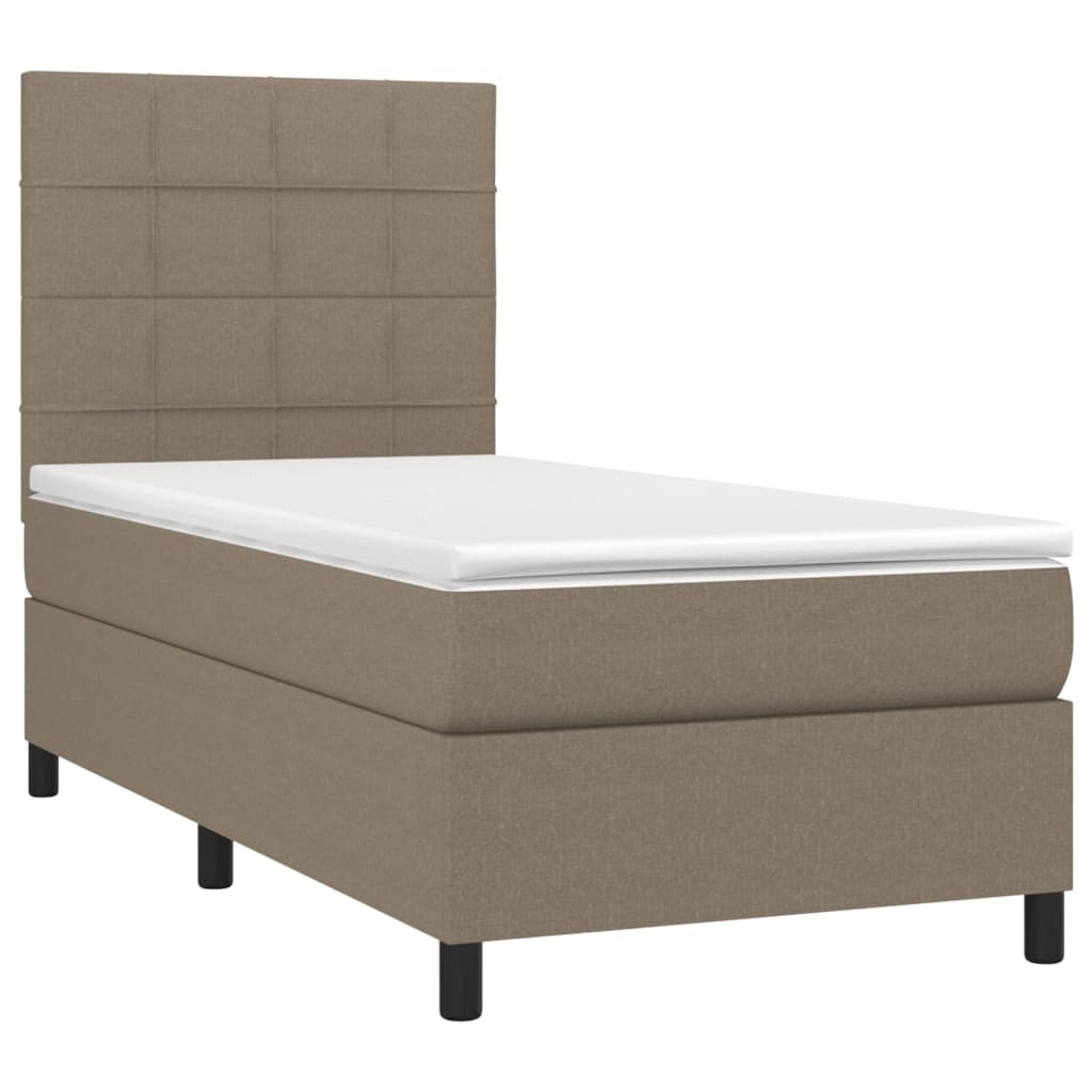 Sommier à lattes de lit et matelas et LED Taupe 90x200 cm Tissu