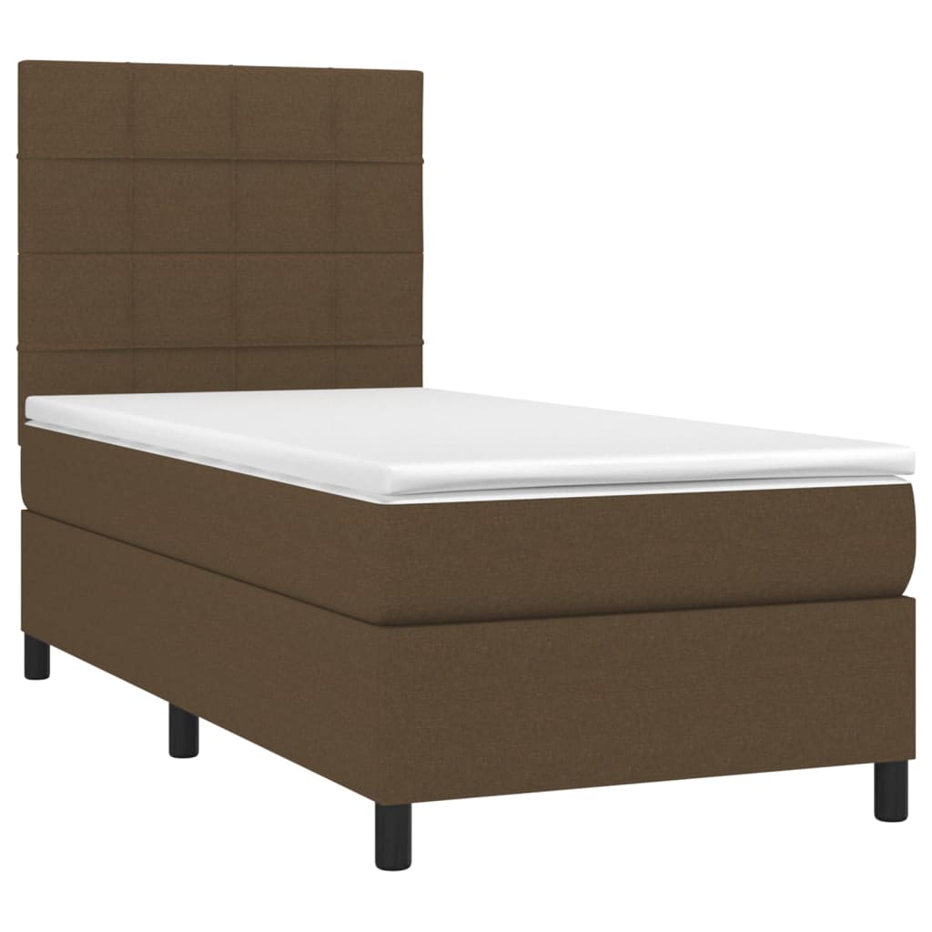 Sommier à lattes de lit matelas et LED Marron foncé 100x200cm