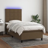 Sommier à lattes de lit matelas et LED Marron foncé 100x200cm