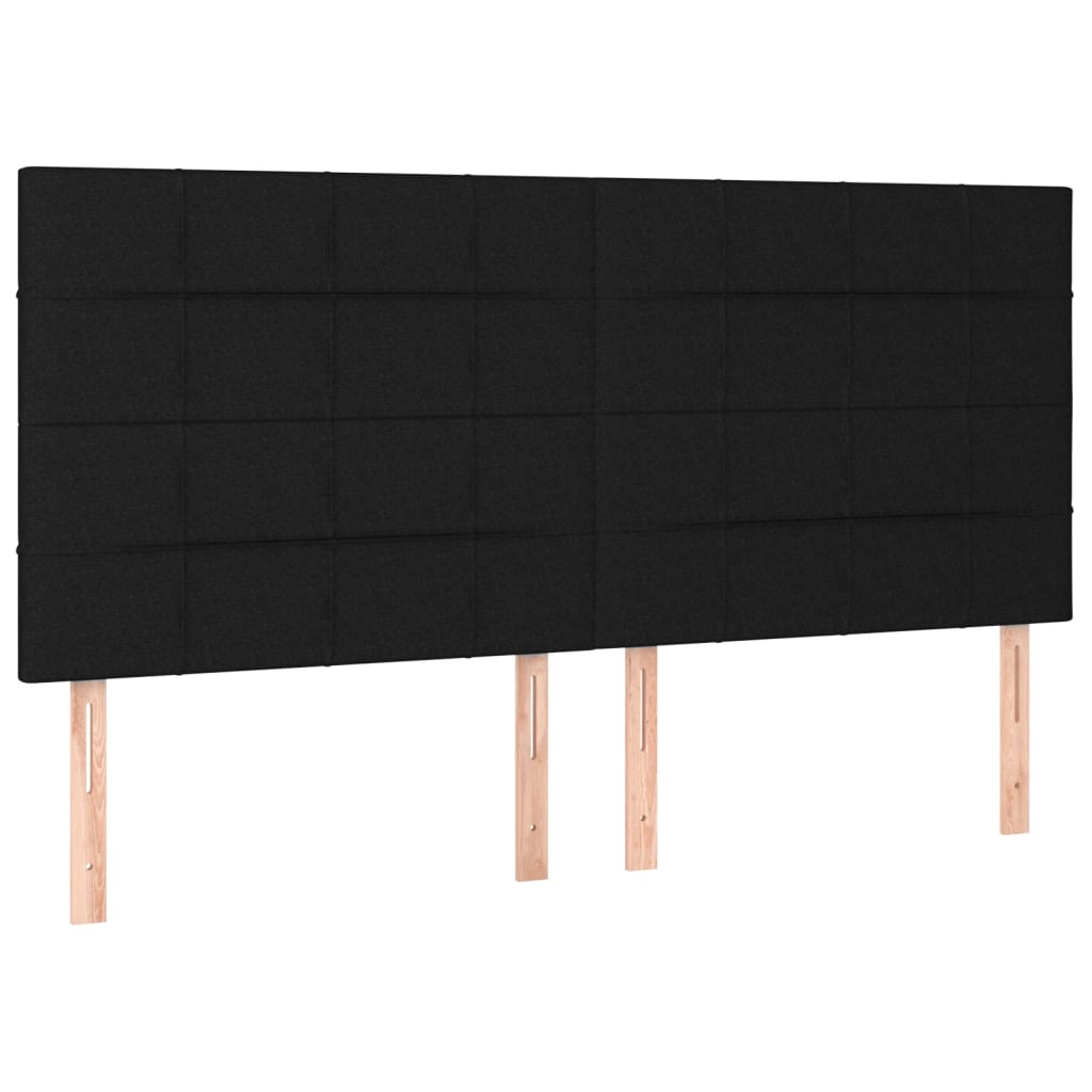 Sommier à lattes de lit et matelas et LED Noir 200x200 cm Tissu