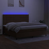 Sommier à lattes de lit matelas et LED Marron foncé 200x200 cm