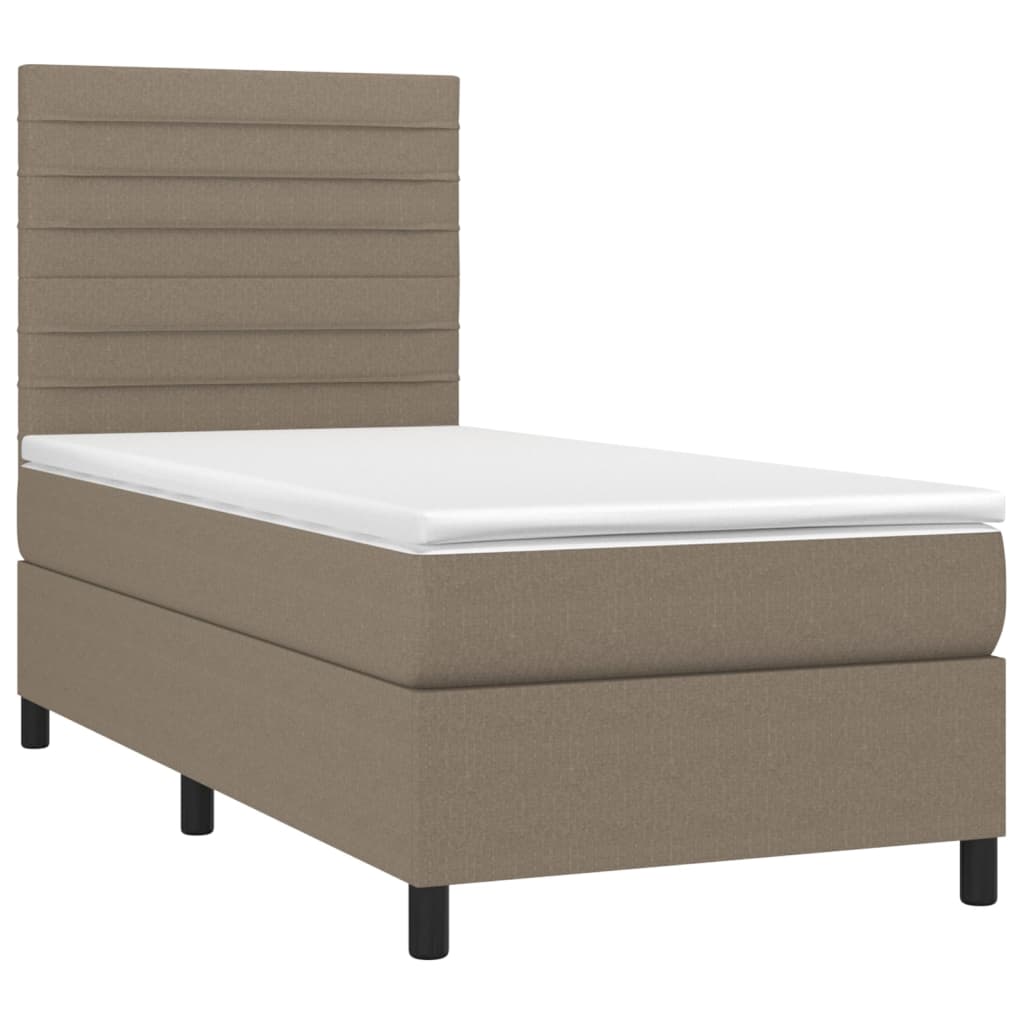 Sommier à lattes de lit et matelas et LED Taupe 80x200 cm Tissu