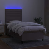 Sommier à lattes de lit et matelas et LED Taupe 80x200 cm Tissu