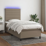 Sommier à lattes de lit et matelas et LED Taupe 80x200 cm Tissu