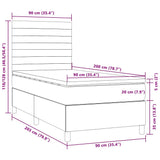 Sommier à lattes de lit et matelas et LED Marron foncé 90x200cm