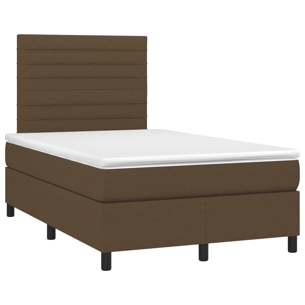 Sommier à lattes de lit matelas et LED Marron foncé 120x200 cm