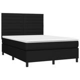 Sommier à lattes de lit et matelas et LED Noir 140x190 cm Tissu