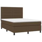 Sommier à lattes de lit matelas et LED Marron foncé 140x190 cm