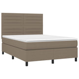 Sommier à lattes de lit et matelas et LED Taupe 140x200cm Tissu