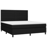 Sommier à lattes de lit et matelas et LED Noir 160x200 cm Tissu