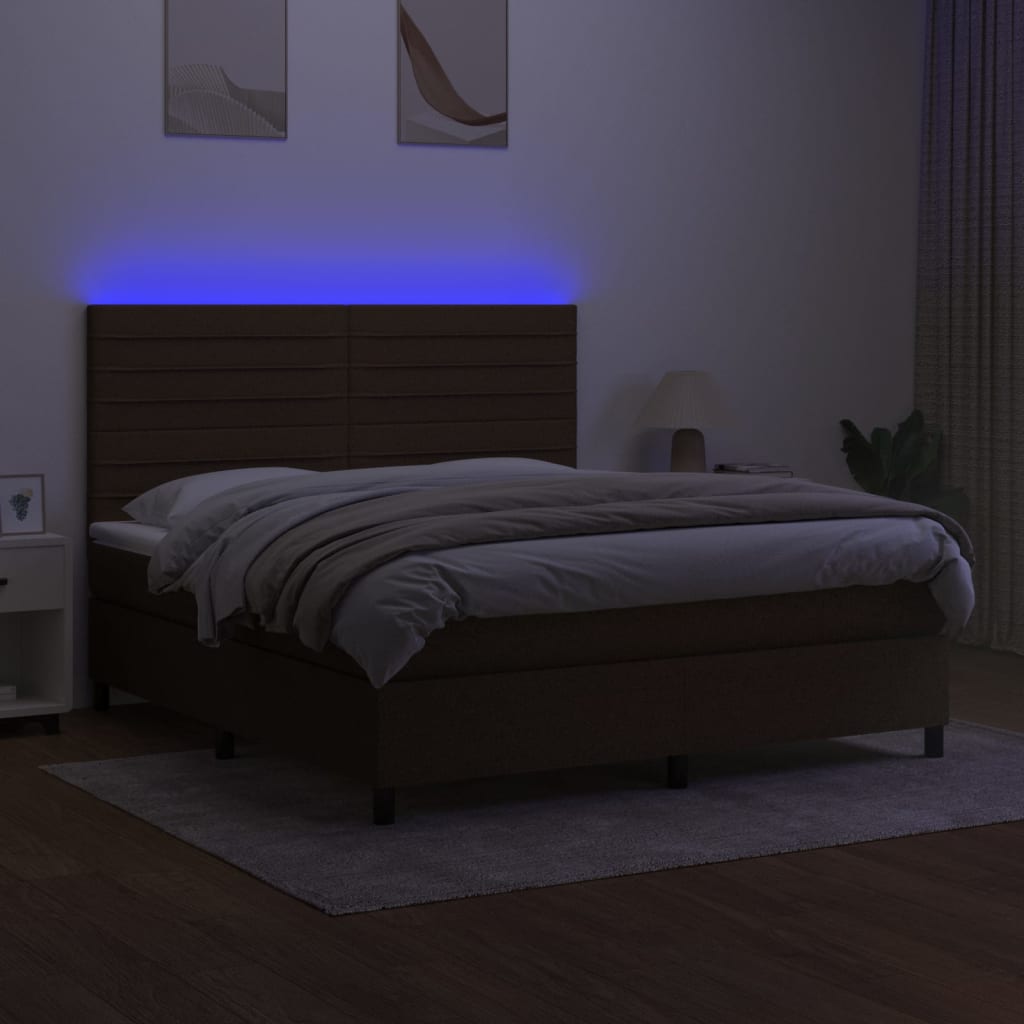 Sommier à lattes de lit matelas et LED Marron foncé 160x200 cm