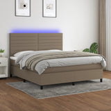 Sommier à lattes de lit et matelas et LED Taupe 160x200cm Tissu