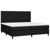 Sommier à lattes de lit et matelas et LED Noir 200x200 cm Tissu