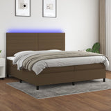 Sommier à lattes de lit matelas et LED Marron foncé 200x200 cm