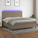 Sommier à lattes de lit et matelas et LED Taupe 200x200cm Tissu