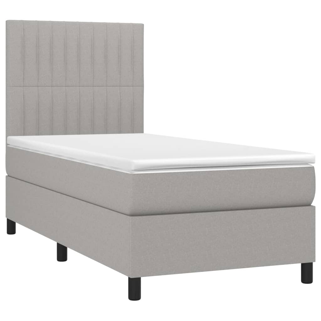 Sommier à lattes de lit avec matelas et LED Gris clair 80x200cm