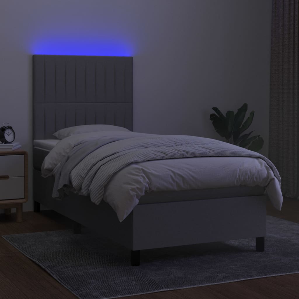 Sommier à lattes de lit avec matelas et LED Gris clair 80x200cm