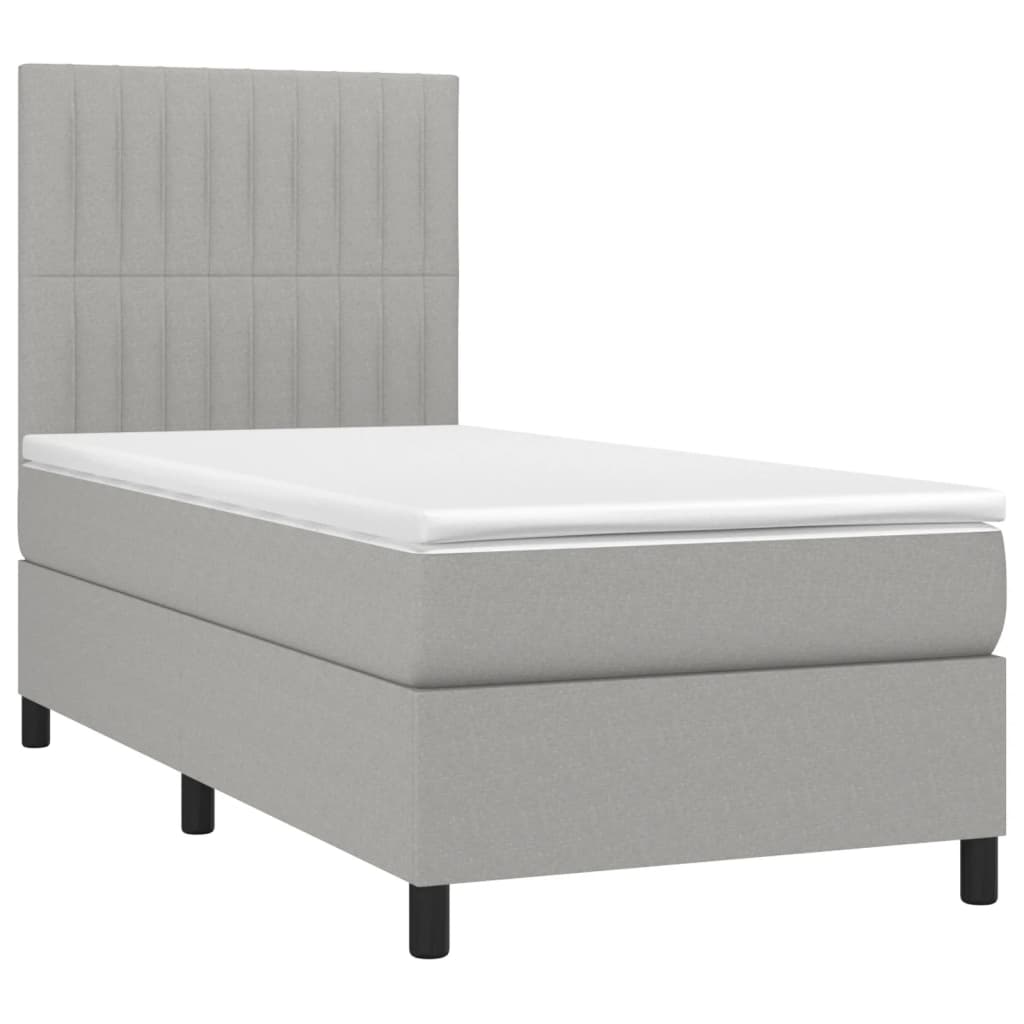 Sommier à lattes de lit avec matelas et LED Gris clair 90x190cm