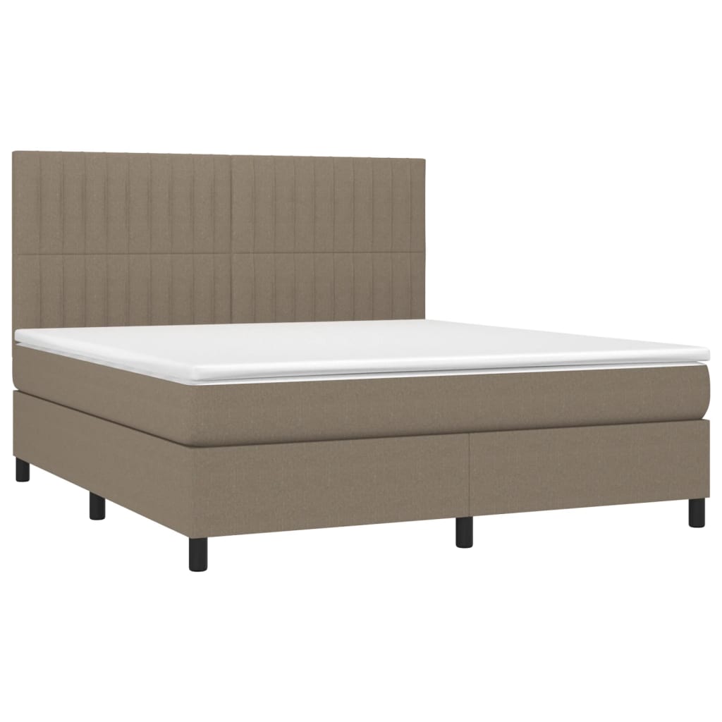 Sommier à lattes de lit et matelas et LED Taupe 160x200cm Tissu