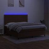 Sommier à lattes de lit matelas et LED Marron foncé 180x200cm