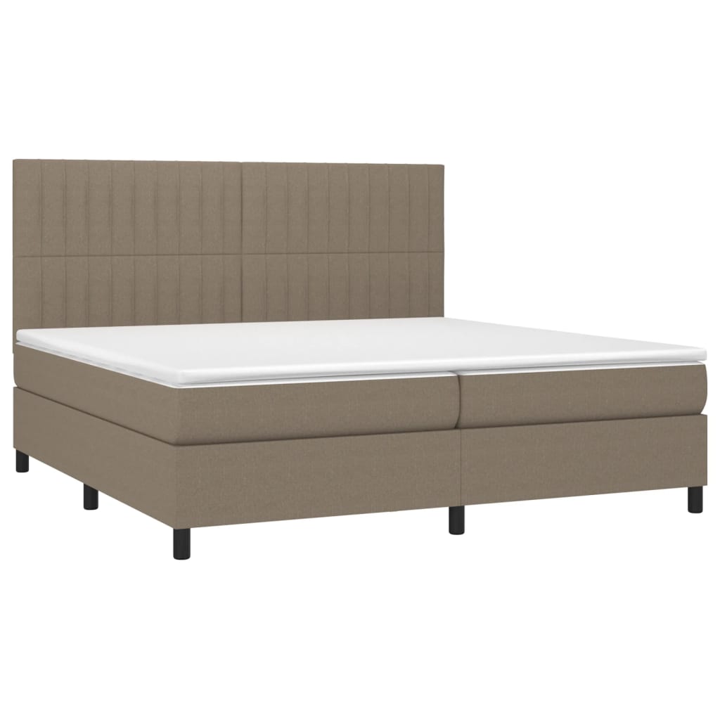 Sommier à lattes de lit et matelas et LED Taupe 200x200cm Tissu