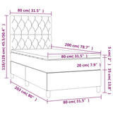 Sommier à lattes de lit avec matelas et LED Bleu 80x200cm Tissu