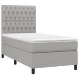 Sommier à lattes de lit avec matelas et LED Gris clair 90x190cm