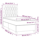 Sommier à lattes de lit avec matelas et LED Gris foncé 90x190cm