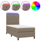 Sommier à lattes de lit et matelas et LED Taupe 90x200 cm Tissu