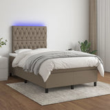 Sommier à lattes de lit et matelas et LED Taupe 120x200cm Tissu