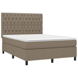 Sommier à lattes de lit et matelas et LED Taupe 140x200cm Tissu