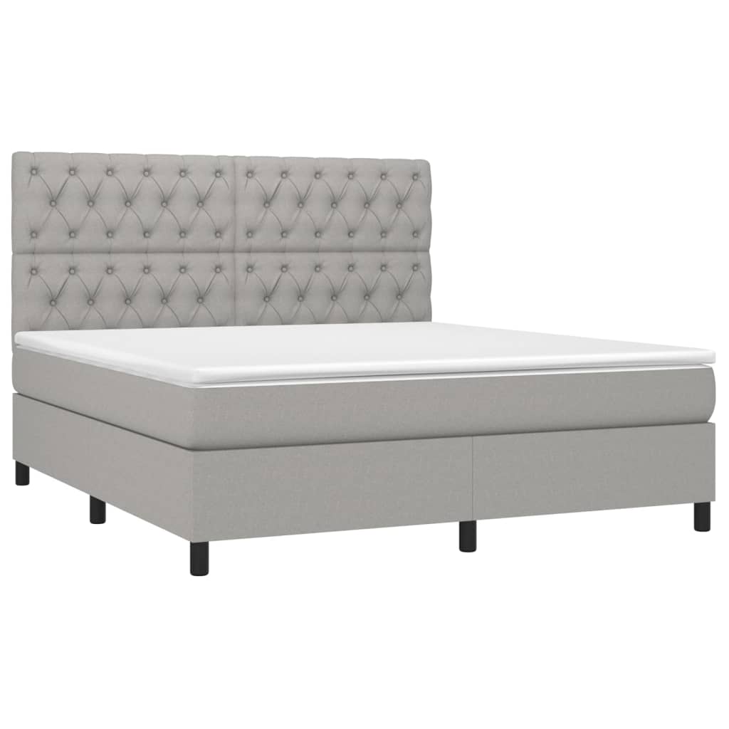 Sommier à lattes de lit matelas et LED Gris clair 160x200 cm