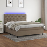 Sommier à lattes de lit et matelas et LED Taupe 160x200cm Tissu