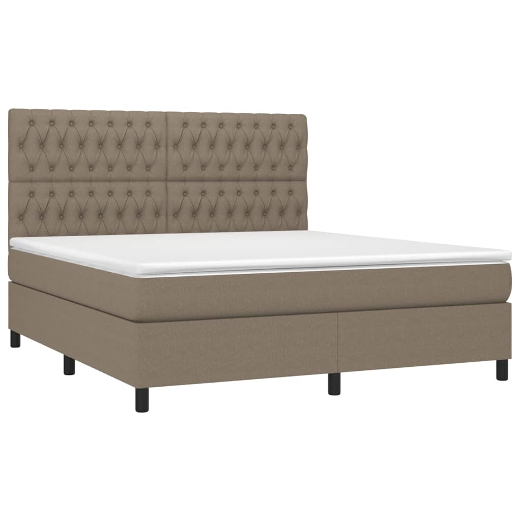 Sommier à lattes de lit et matelas et LED Taupe 180x200cm Tissu